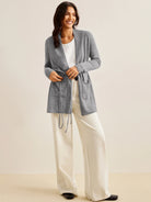 Mongolian Cashmere Removable Waist Rope Open Cardigan