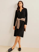 100% Merino Wool Ribbed Cuffs Dress