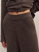 Merino Wool V-Neck Collar Sweater With Elastic Palazzo Pants