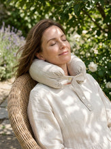 Linen Adjustable Neck Support Travel Pillow by LINTICO for women