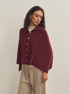 Merino Wool Multi-Cape With Button Scarf Shawl Stole Muffler Poncho