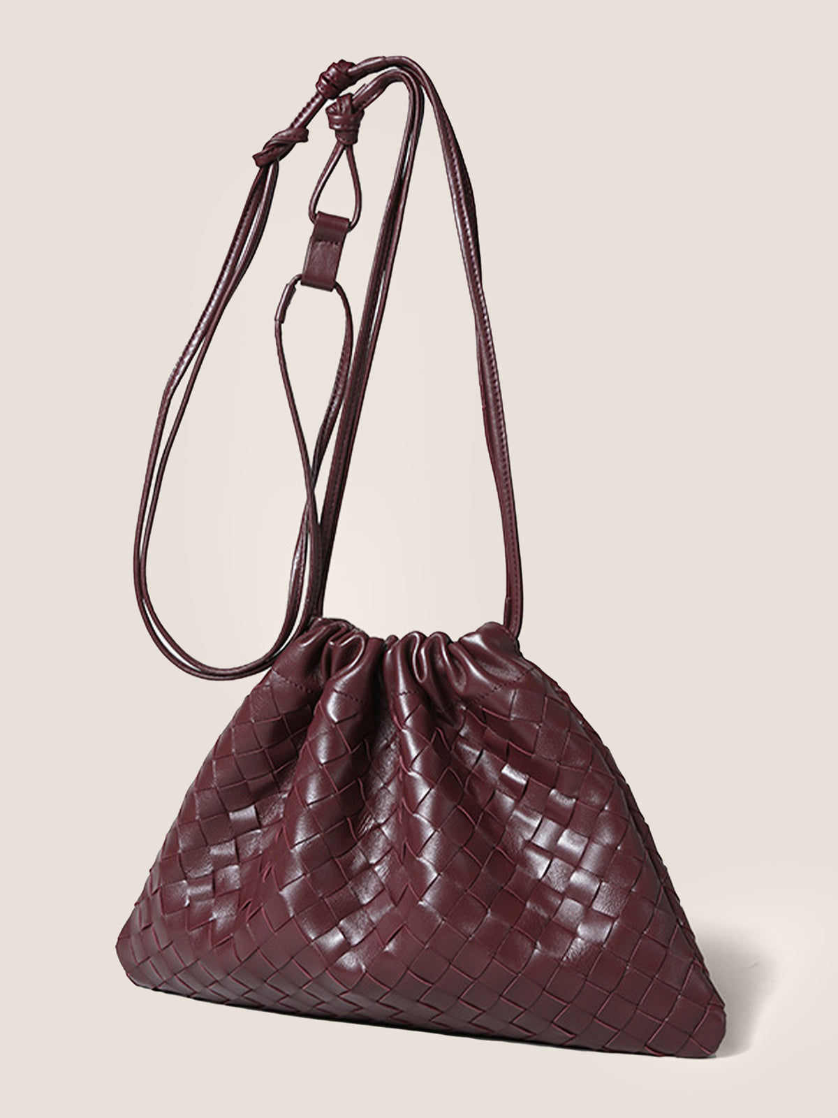 Sheepskin Woven Drawstring Tote Bag