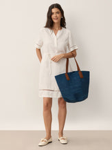 Handwoven Raffia Tote Bag With Leather Handles by LINTICO for women