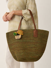 Handwoven Raffia Tote Bag With Leather Handles by LINTICO for women