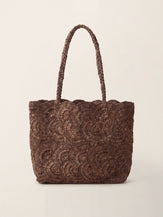 Handwoven Raffia Floral Pattern Tote Bag by LINTICO for women