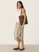 Handwoven Raffia Floral Pattern Tote Bag by LINTICO for women