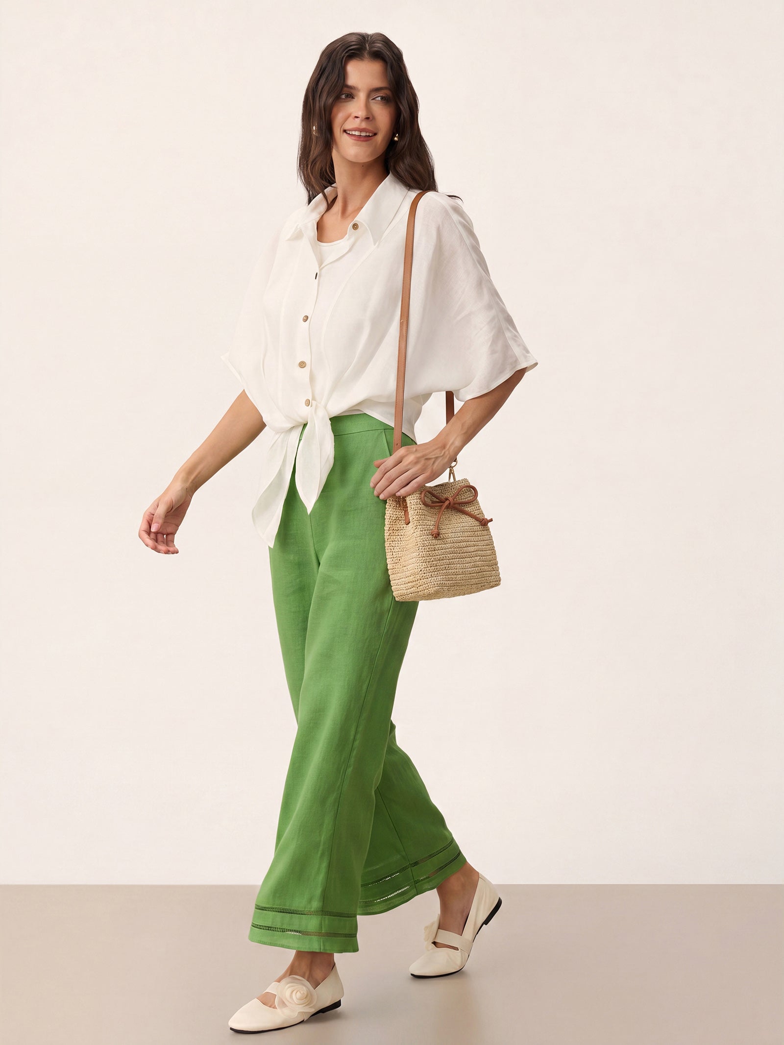 Mini Handwoven Raffia Drawstring Crossbody Bag by LINTICO for women