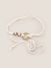 Linen Woven Belt With Wooden Beads by LINTICO for women