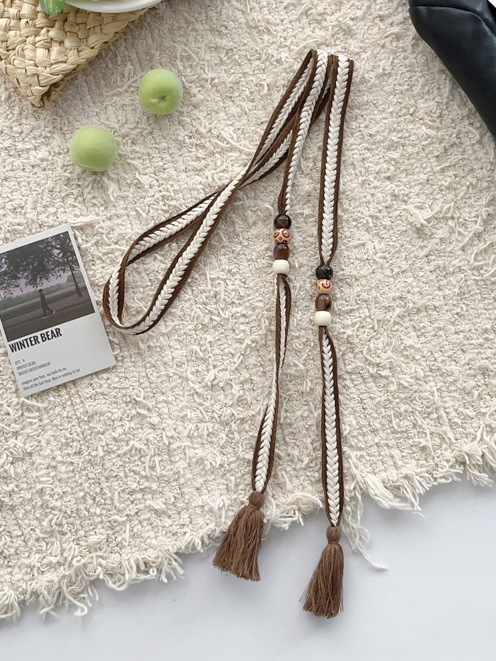 Linen Woven Belt With Fringes by LINTICO for women