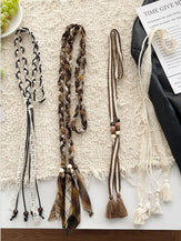 Linen Woven Belt With Fringes by LINTICO for women