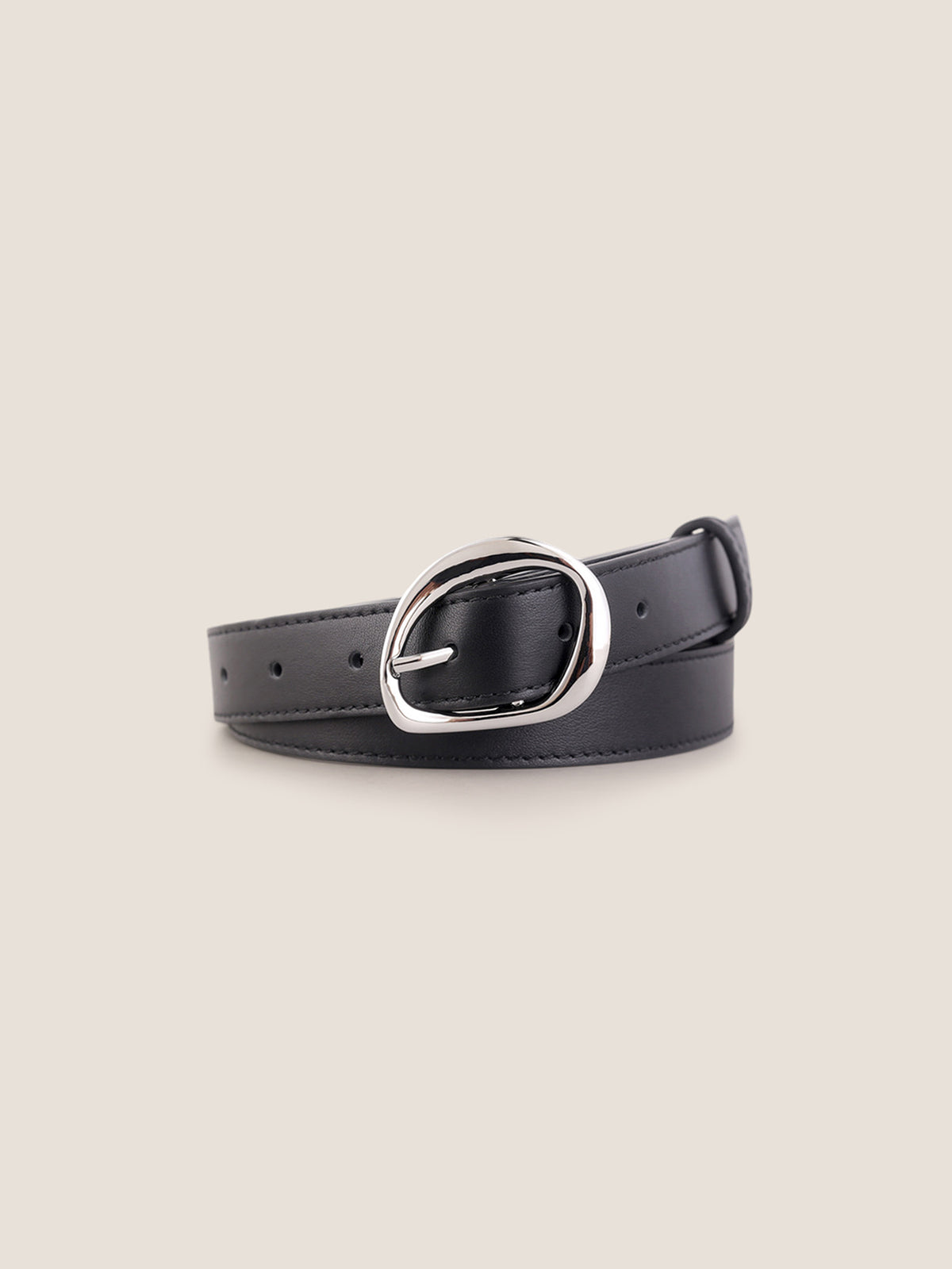 Premium Cowhide Belt Retro Oval Alloy Buckle