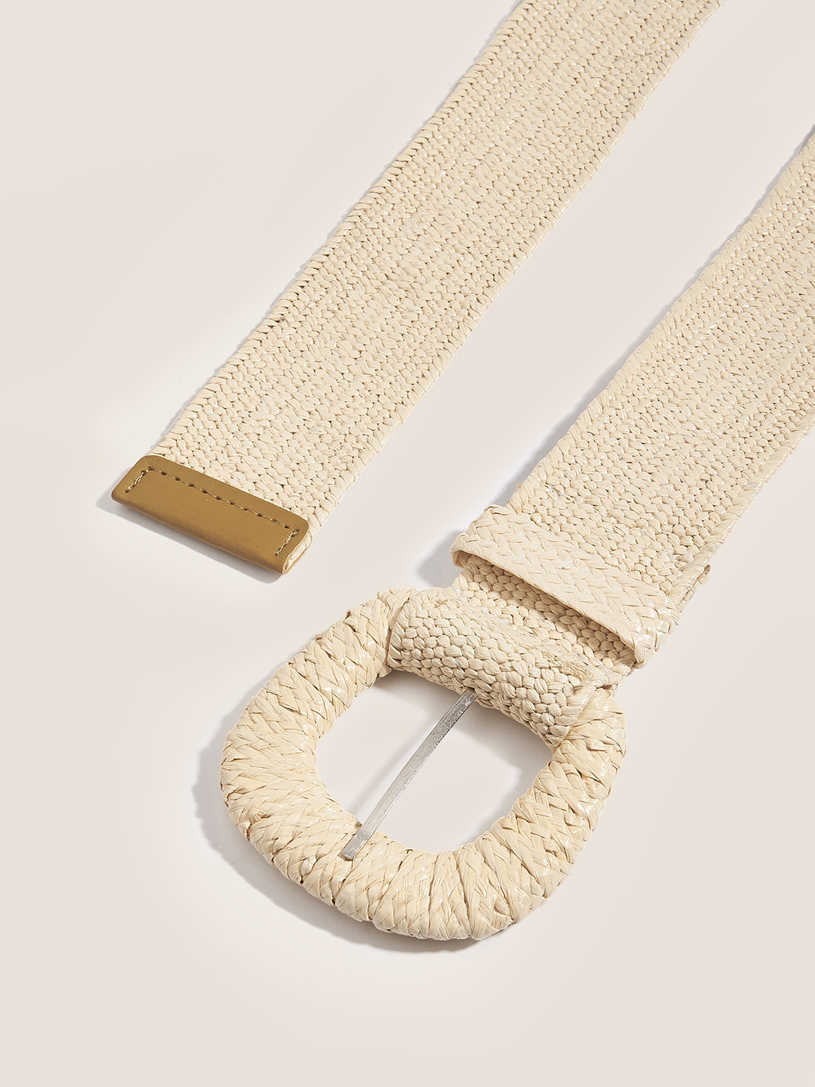 Natural Woven Straw Belt With Square Buckle by LINTICO