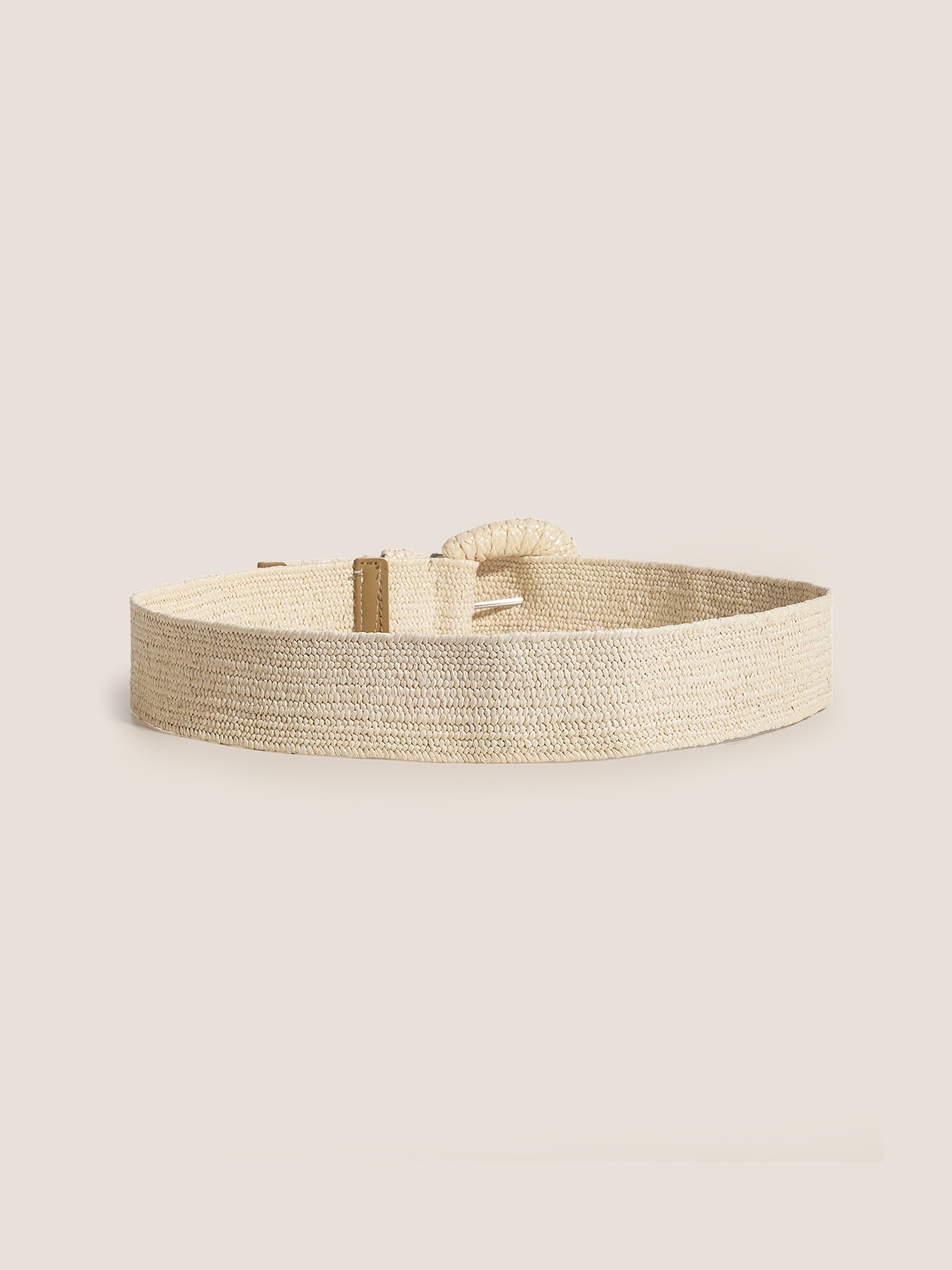 Natural Woven Straw Belt With Square Buckle by LINTICO