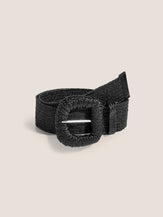 Natural Woven Straw Belt With Square Buckle by LINTICO