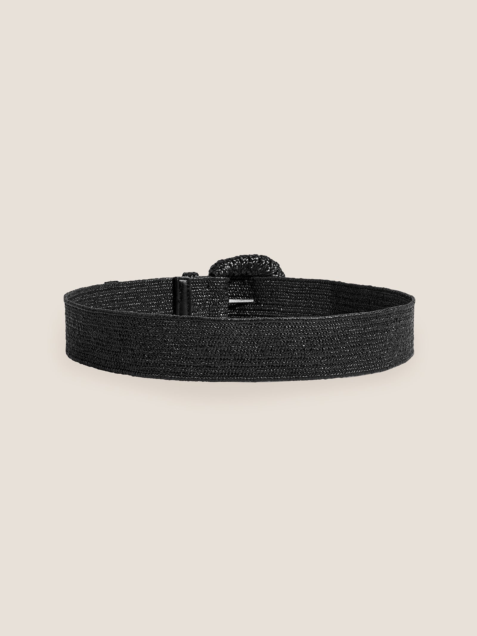Natural Woven Straw Belt With Square Buckle by LINTICO