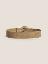Natural Woven Straw Belt With Square Buckle by LINTICO