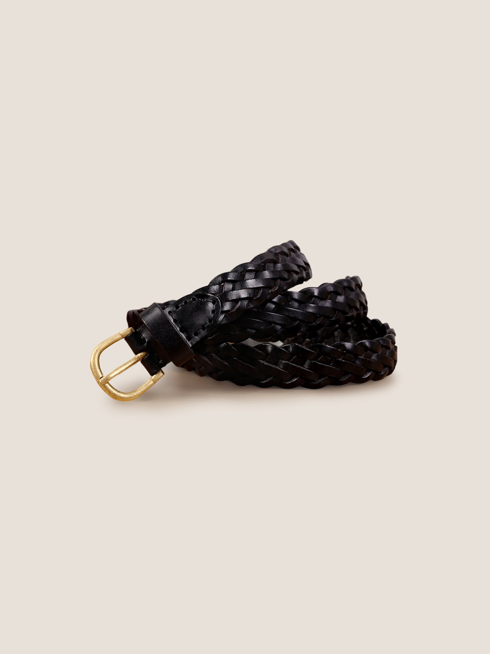 Premium Cowhide Retro Hand-Woven Belt With Alloy Buckle by LINTICO