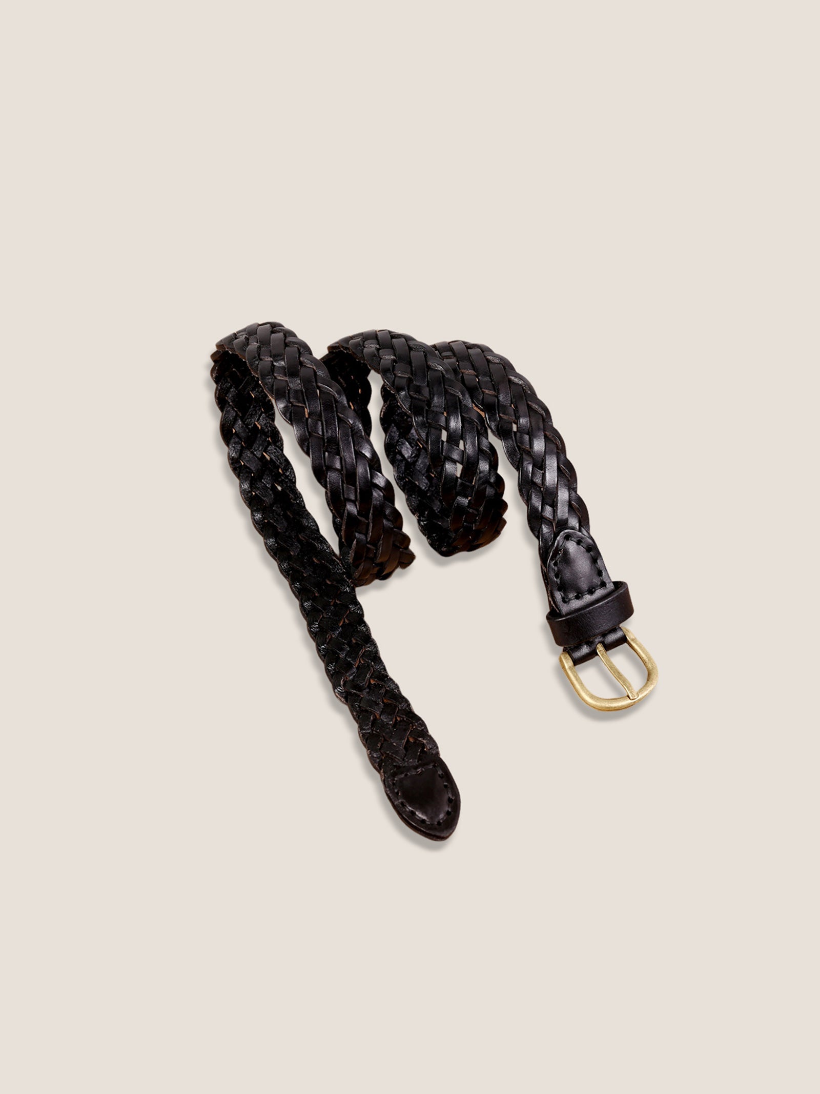 Premium Cowhide Retro Hand-Woven Belt With Alloy Buckle by LINTICO