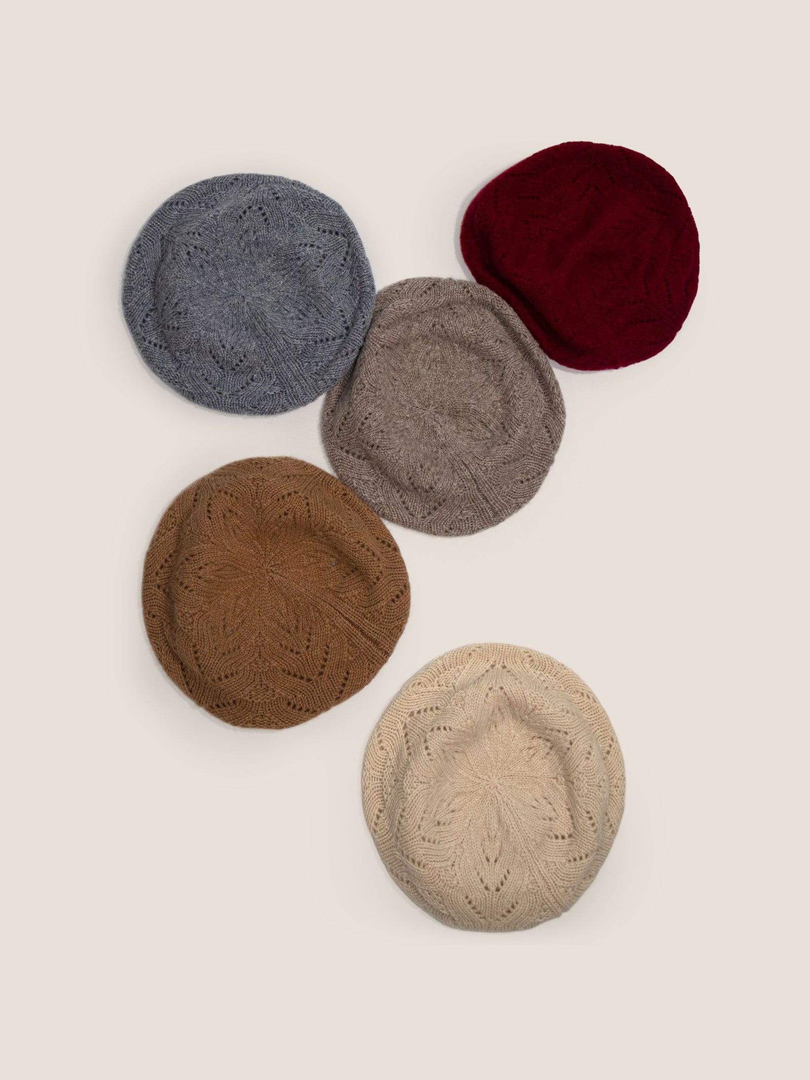 100% Wool Hand-Knit Beret by LINTICO for women