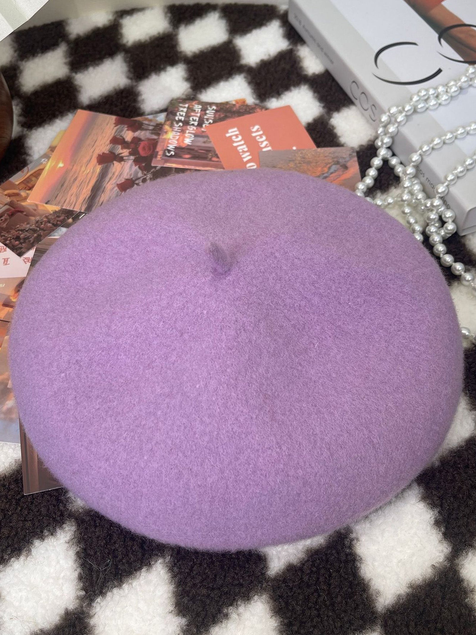 100% Wool Retro Hand-Knit Beret by LINTICO for women