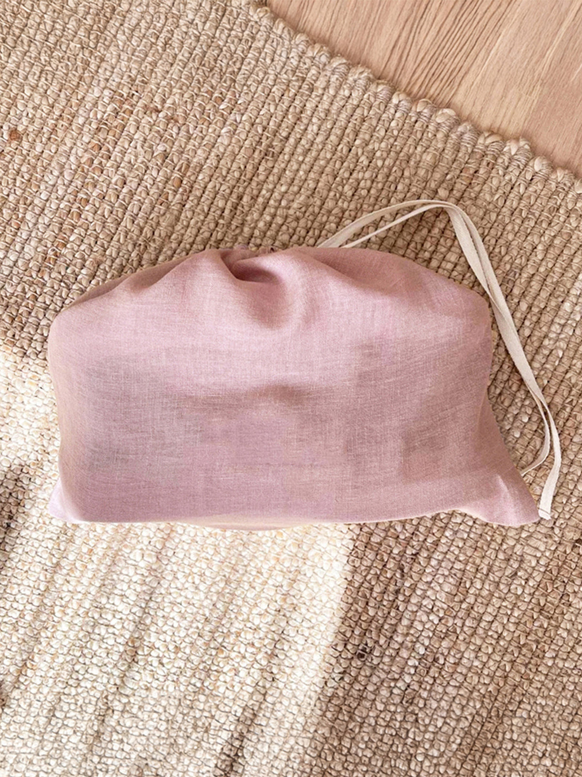 100% Linen Solid-Color Drawstring Storage Bag by LINTICO for women