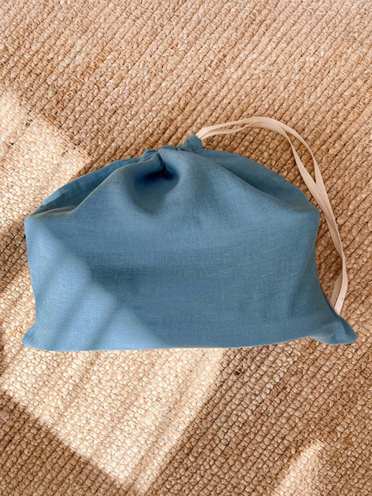 100% Linen Solid-Color Drawstring Storage Bag by LINTICO for women