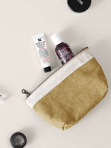100% Linen Color-Block Zipper Storage Bag by LINTICO for women