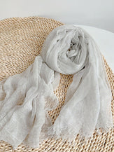 Wool Tencel Solid Ruched Lightweight Scarf by LINTICO for women