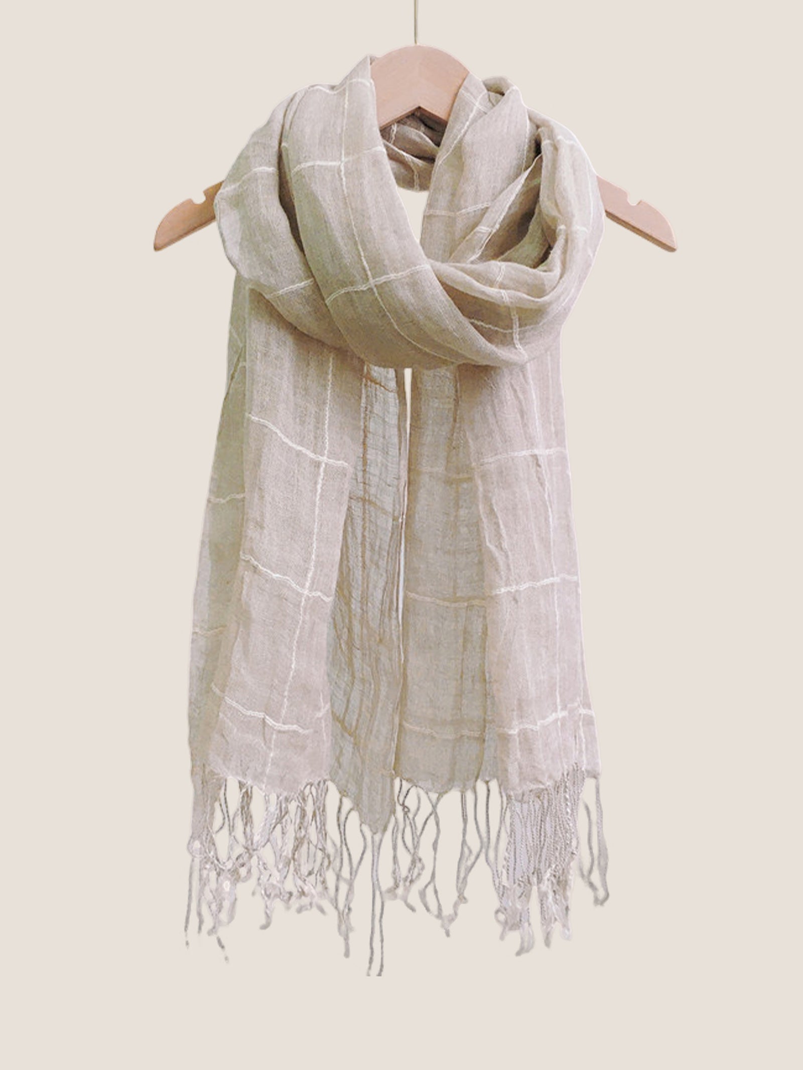Linen Checkered Lightweight Scarf by LINTICO for women