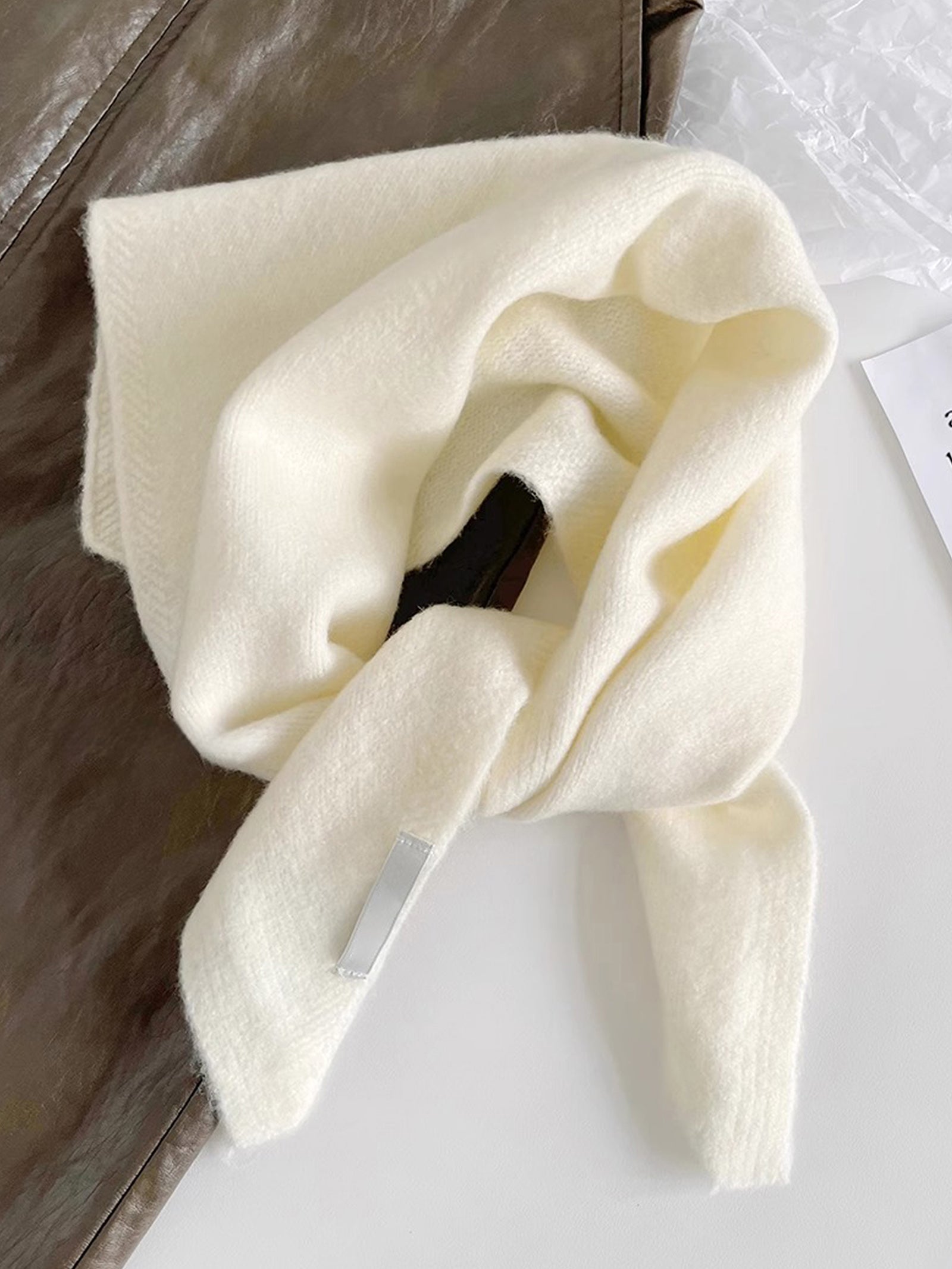 Merino Wool Knitted Triangle Scarf