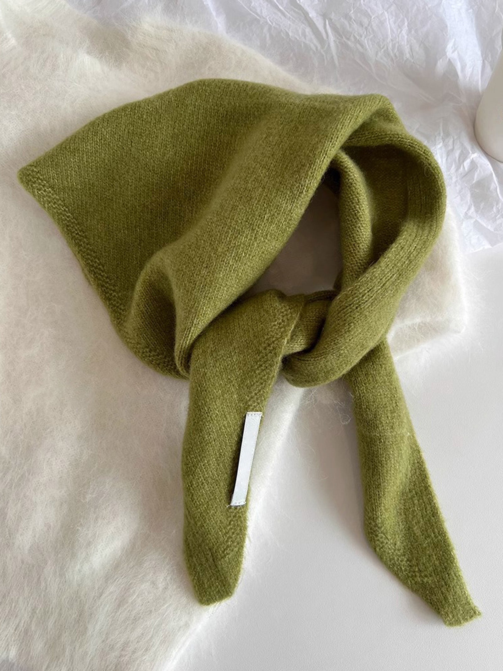 Merino Wool Knitted Triangle Scarf