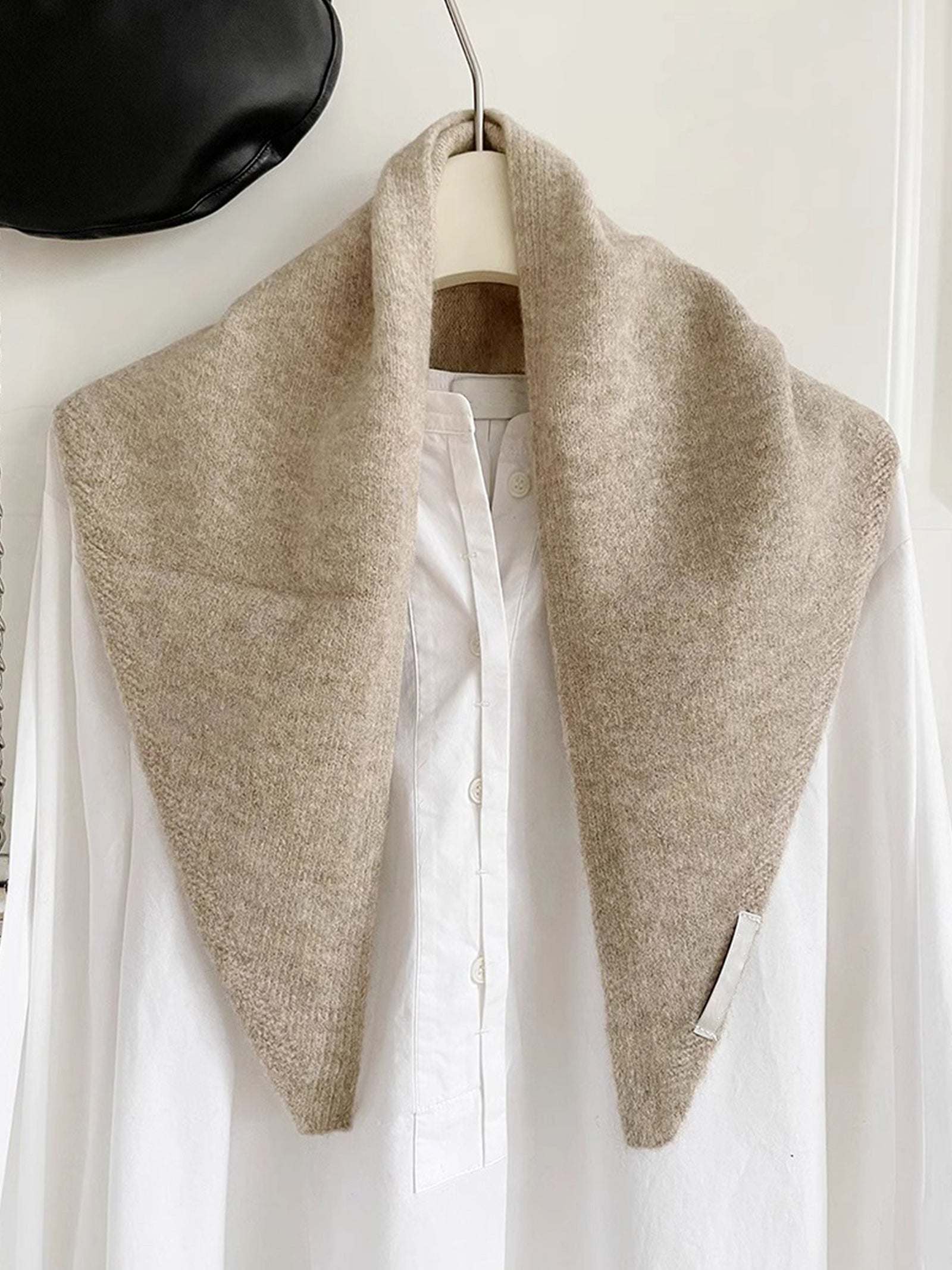 Merino Wool Knitted Triangle Scarf