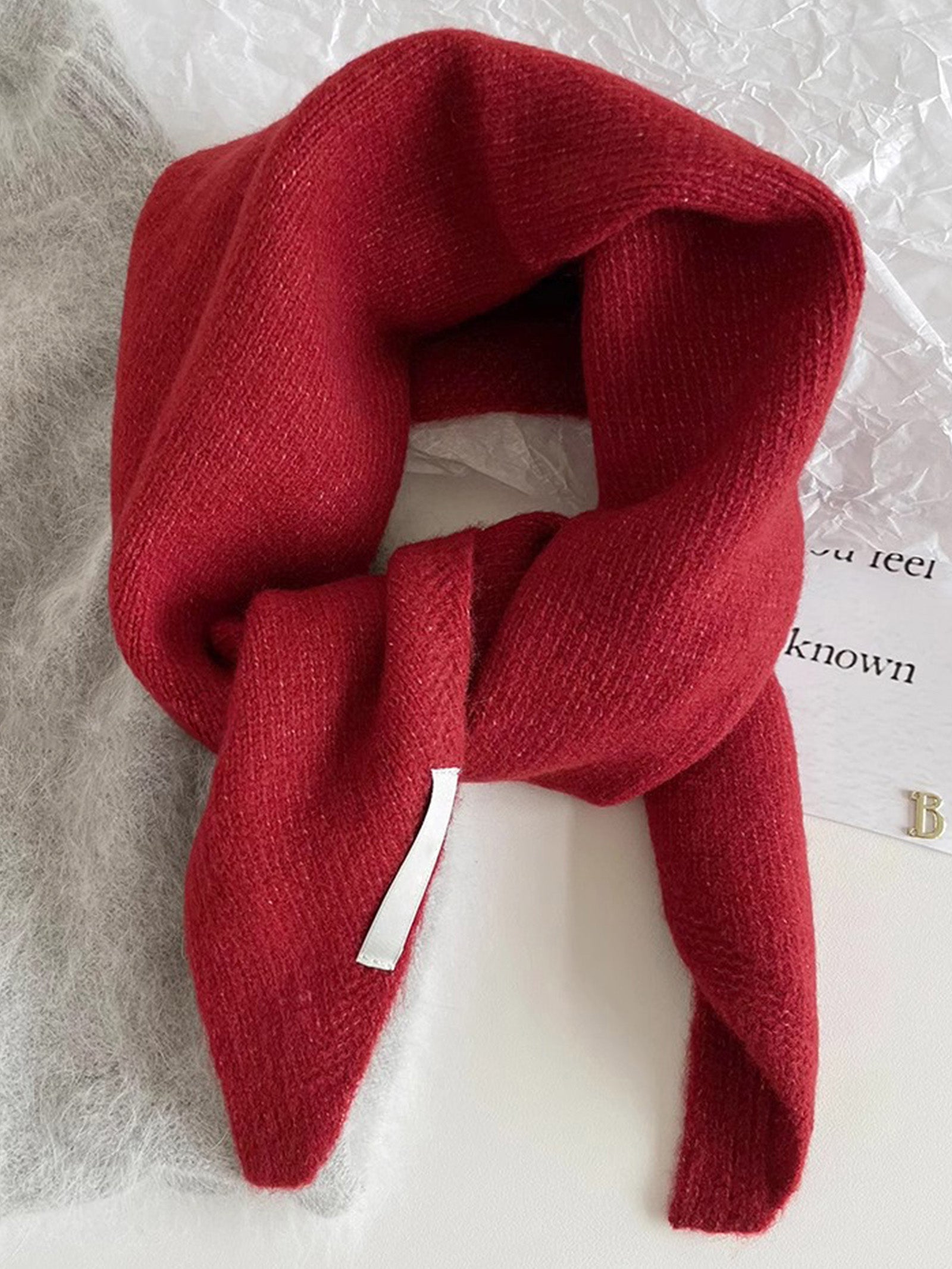 Merino Wool Knitted Triangle Scarf