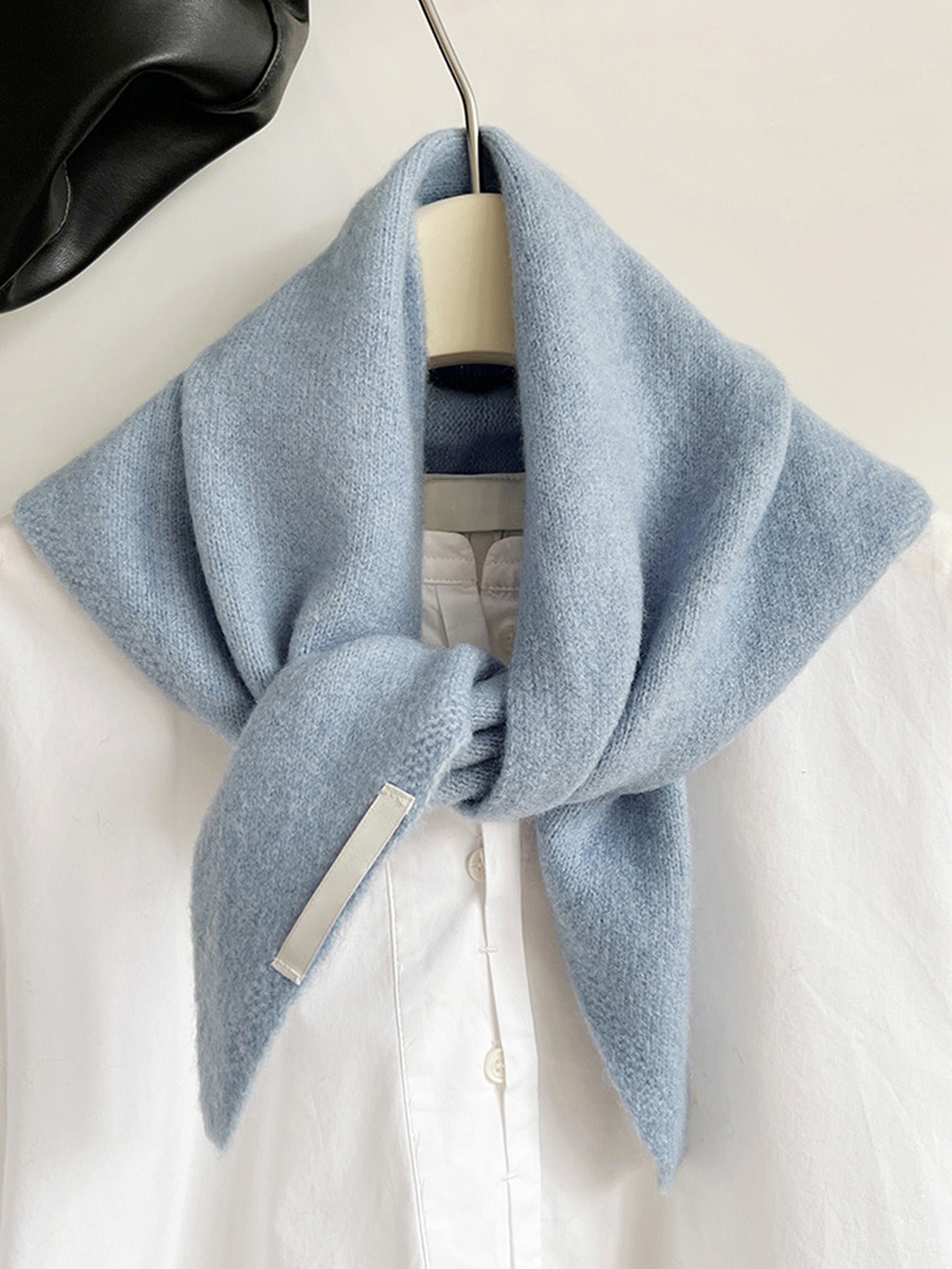 Merino Wool Knitted Triangle Scarf