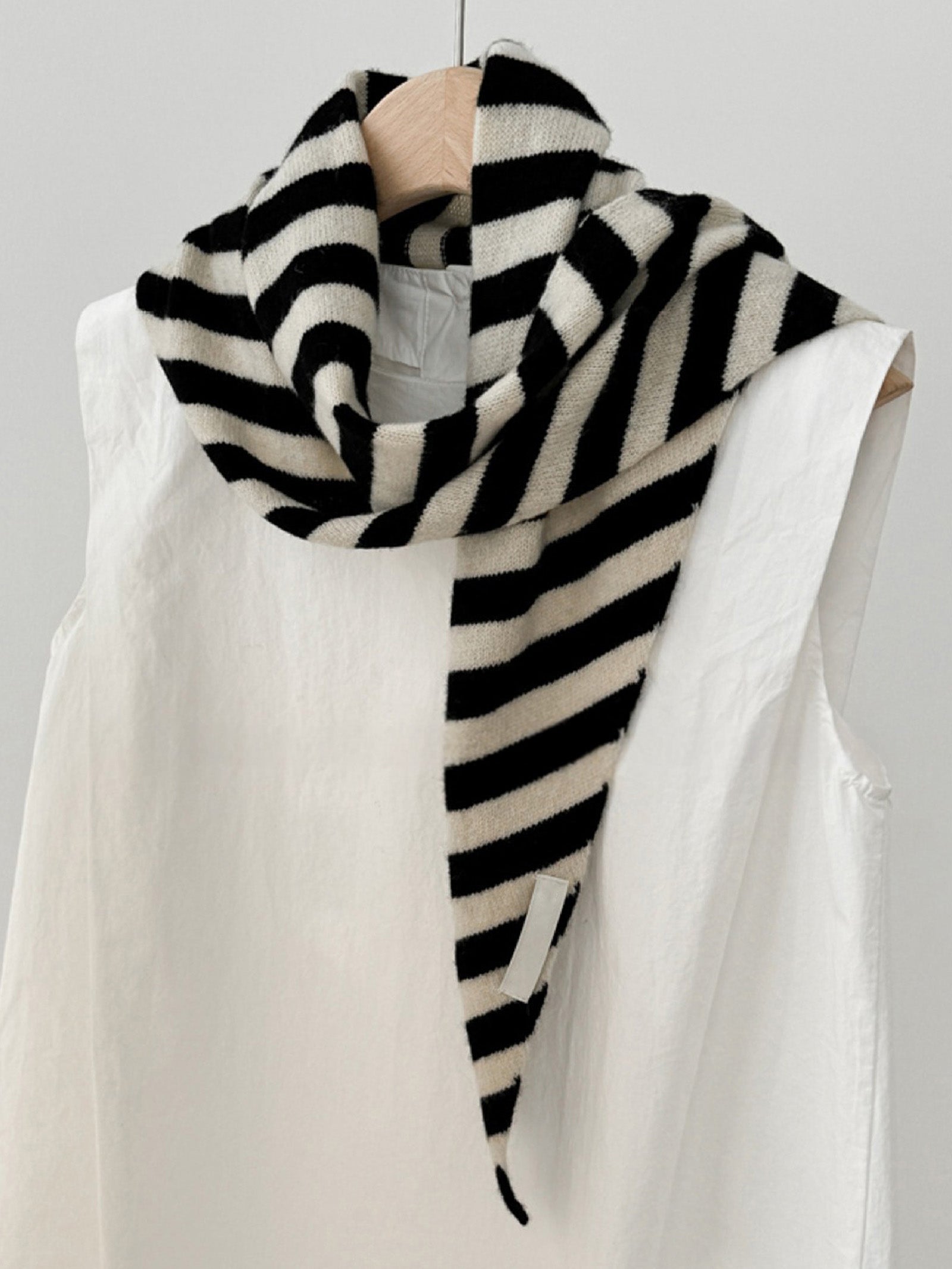 100% Australian Wool Striped Functional Triangle Scarf by LINTICO for women