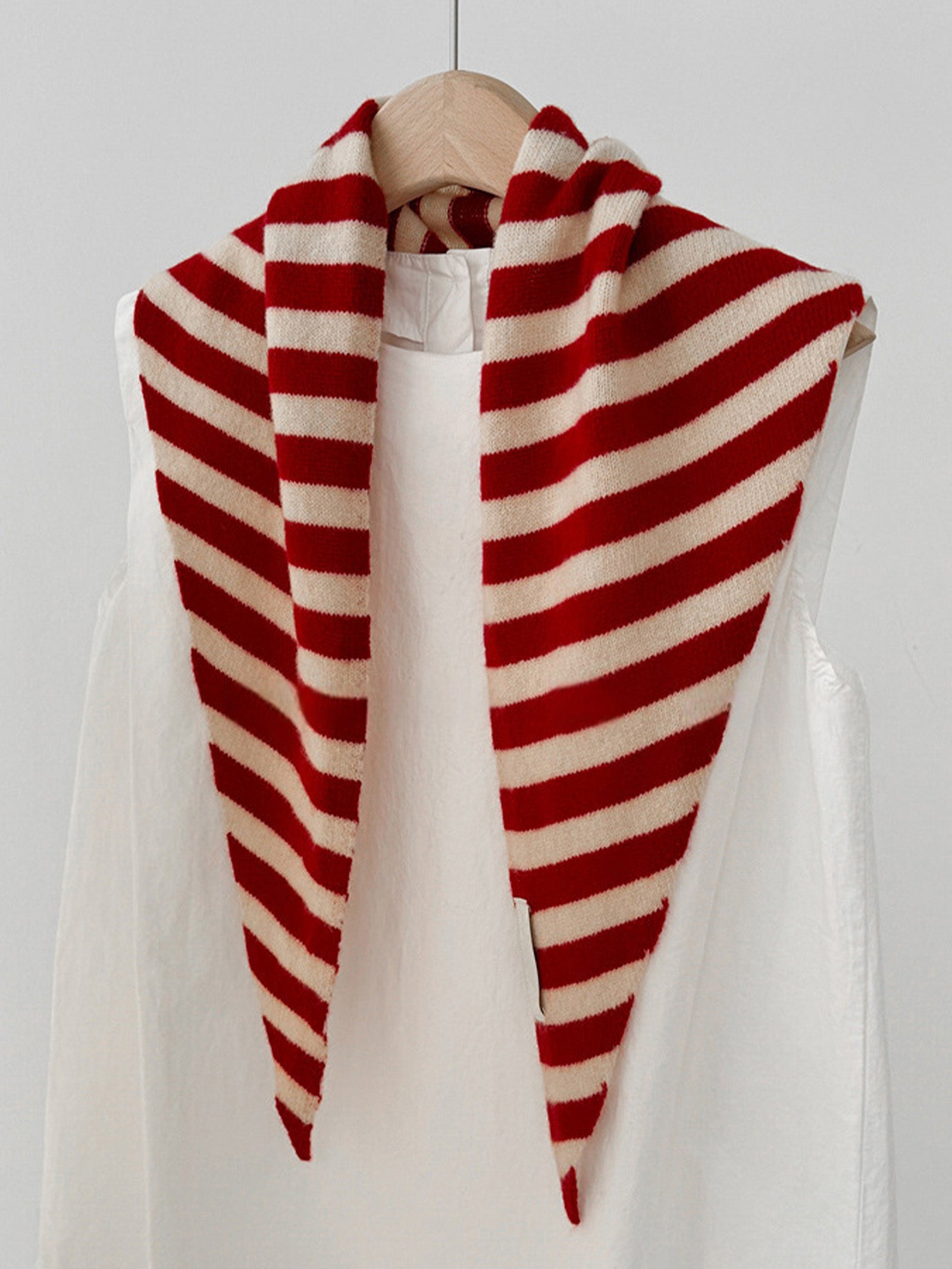 100% Australian Wool Striped Functional Triangle Scarf by LINTICO for women
