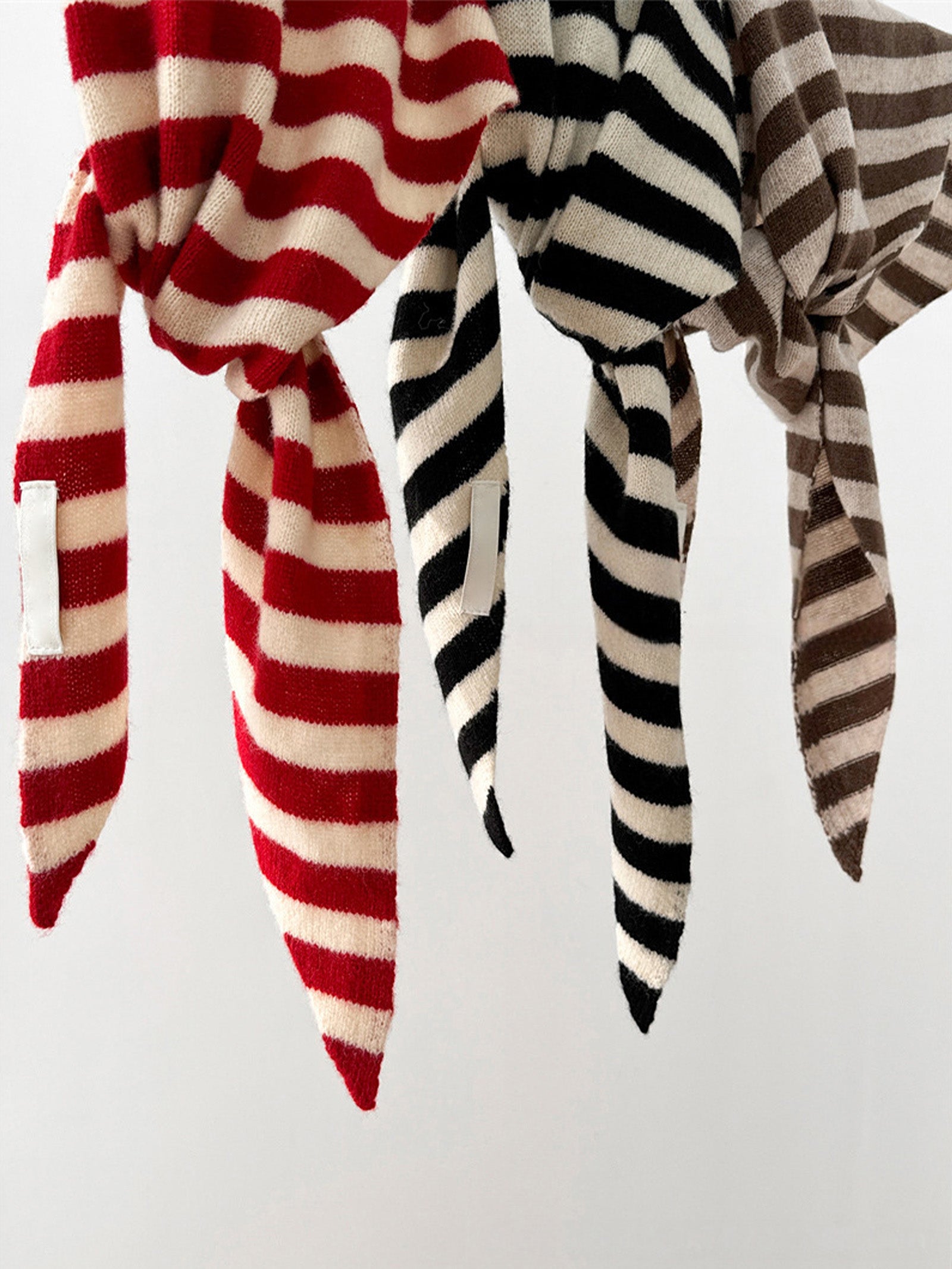 100% Australian Wool Striped Functional Triangle Scarf by LINTICO for women