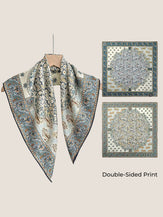 Wool Silk Printed Neck Square Scarf by LINTICO for women