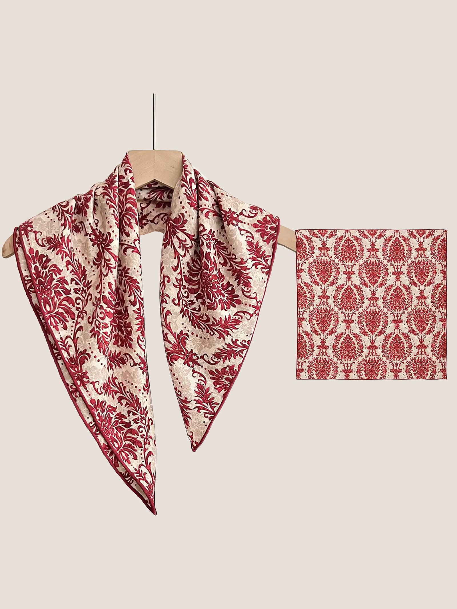 Wool Silk Printed Neck Square Scarf by LINTICO for women