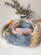 Linen Striped Color-Block Scarf by LINTICO for women