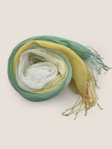 100% Linen Gradient Fringed Light Scarf by LINTICO for women