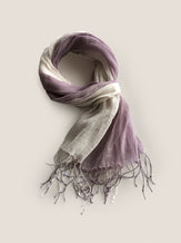 100% Linen Gradient Fringed Light Scarf by LINTICO for women