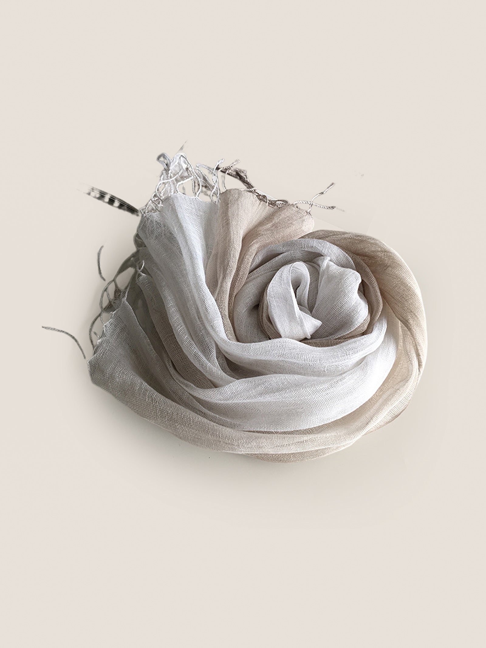100% Linen Gradient Fringed Light Scarf by LINTICO for women