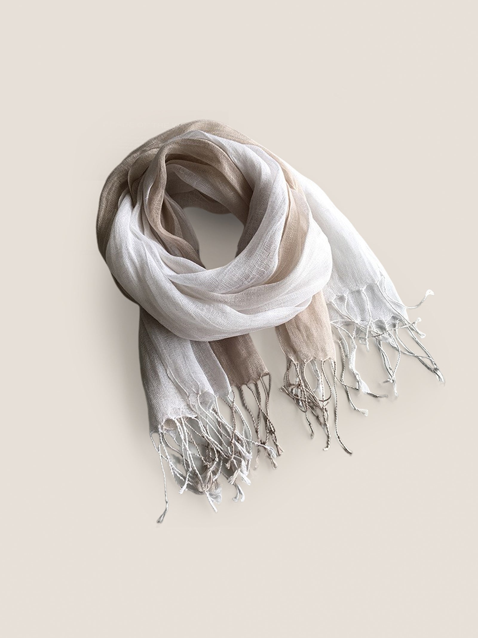 100% Linen Gradient Fringed Light Scarf by LINTICO for women