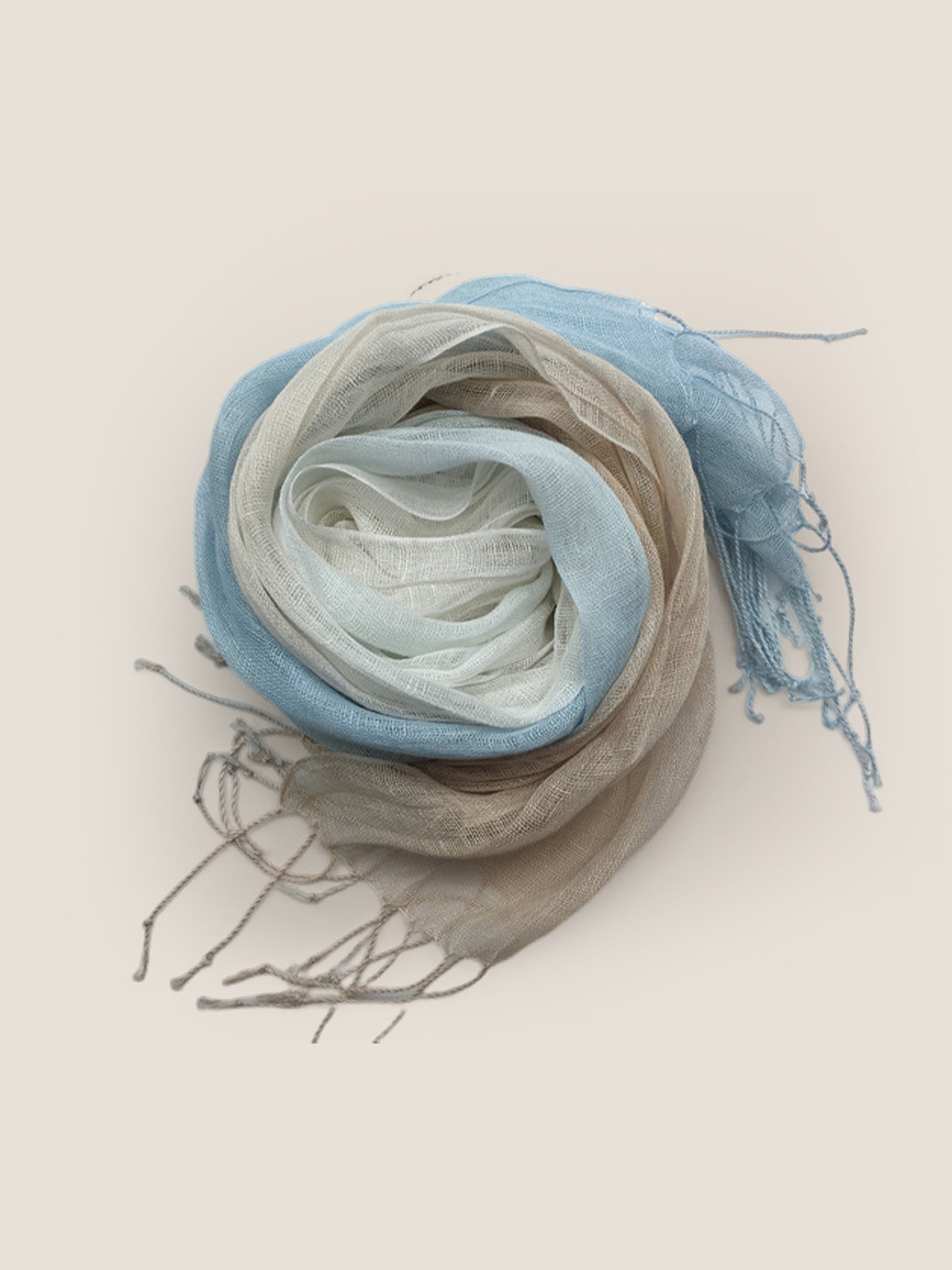 100% Linen Gradient Fringed Light Scarf by LINTICO for women