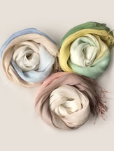100% Linen Gradient Fringed Light Scarf by LINTICO for women