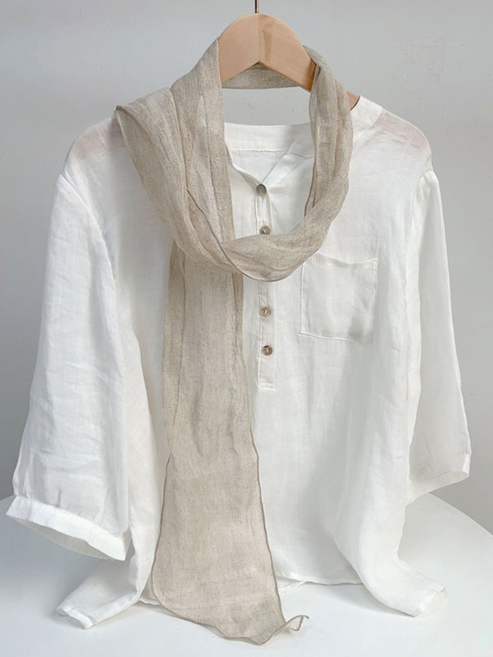100% Linen Hand-Tie-Dyed Scarf by LINTICO for women