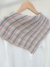 100% Linen Striped Woven Light Square Scarf by LINTICO for women