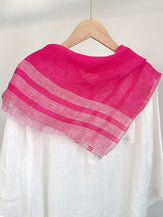 100% Linen Striped Woven Light Square Scarf by LINTICO for women