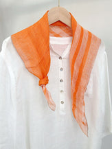 100% Linen Striped Woven Light Square Scarf by LINTICO for women
